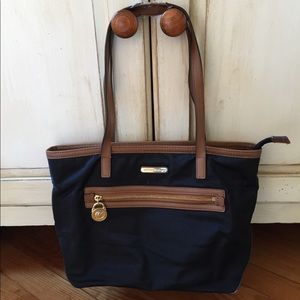 Michael Kors Bag (black material and tan leather)